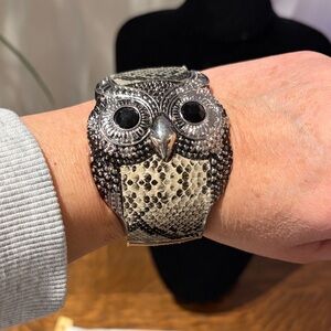 Silver and Black Owl Bracelet